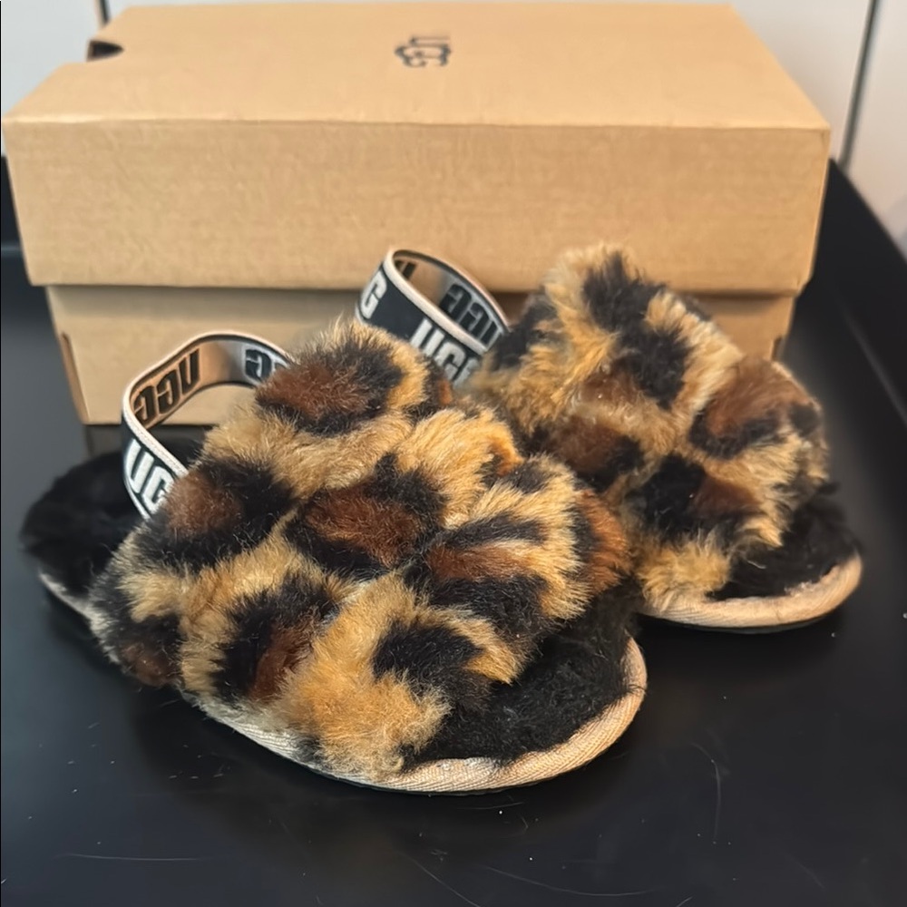 UGG Fluff Yeah Slide Spotty Animal Print Toddler 9c